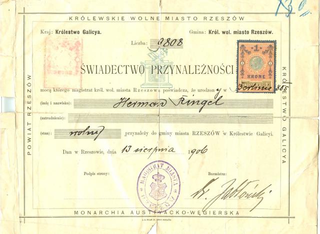 Hermann Ringel's German citizenship